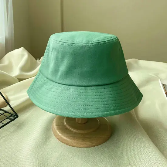 Solid color unisex cotton bucket hat for daily wear