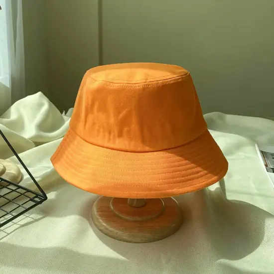 Solid color unisex cotton bucket hat for daily wear