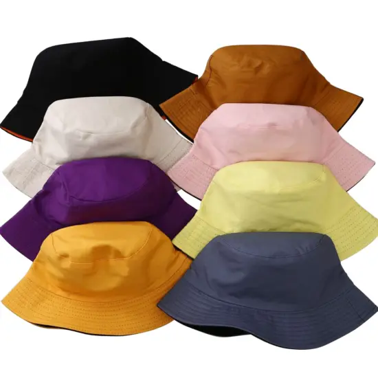 Solid color unisex cotton bucket hat for daily wear