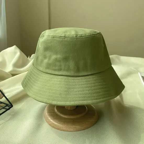 Solid color unisex cotton bucket hat for daily wear