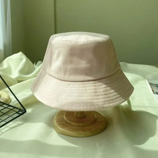 Solid color unisex cotton bucket hat for daily wear