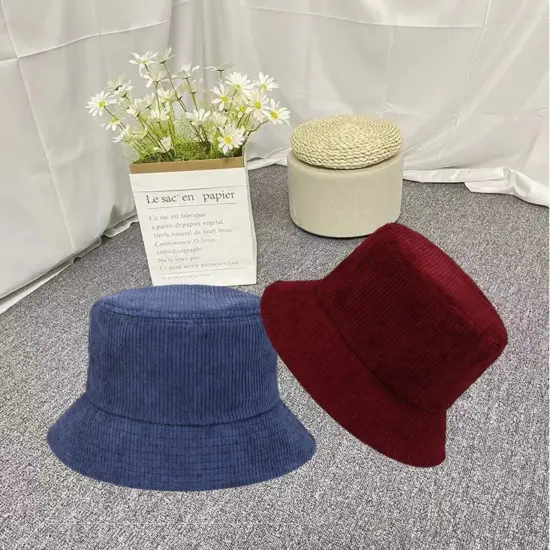 Classic Solid Color Corduroy Bucket Hat