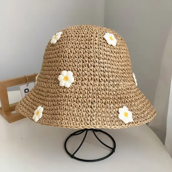 Cute Daisy Crochet Summer Straw Hat
