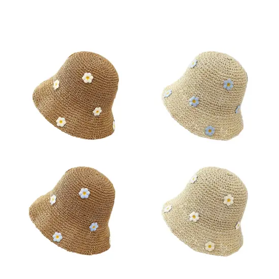 Cute Daisy Crochet Summer Straw Hat