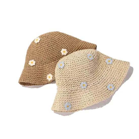 Cute Daisy Crochet Summer Straw Hat