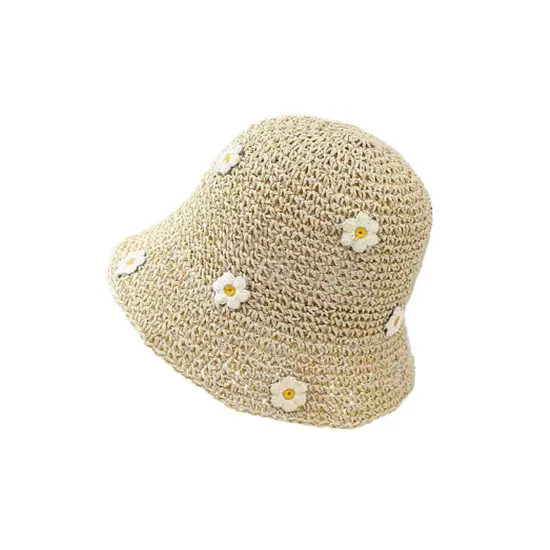 Cute Daisy Crochet Summer Straw Hat