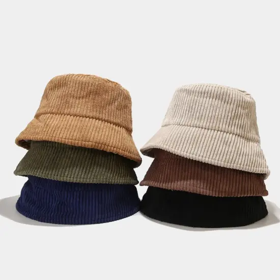 Plain Solid Color Corduroy Bucket Hat