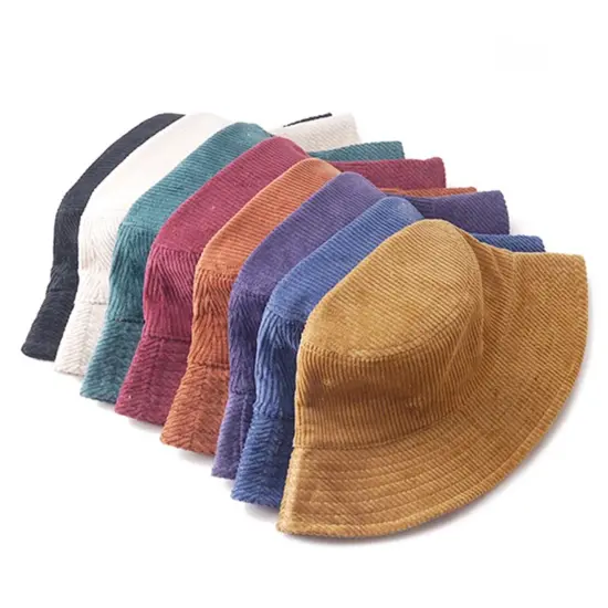 Reversible Solid Color Corduroy Bucket Hat