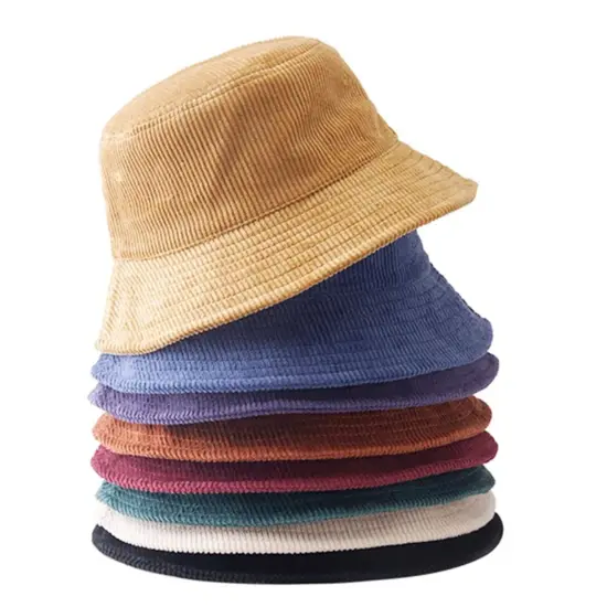Reversible Solid Color Corduroy Bucket Hat