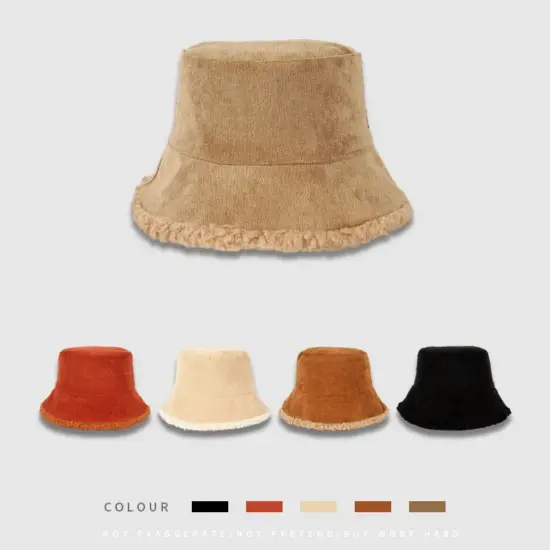Winter Faux Fur Polyester Wool Bucket Hat
