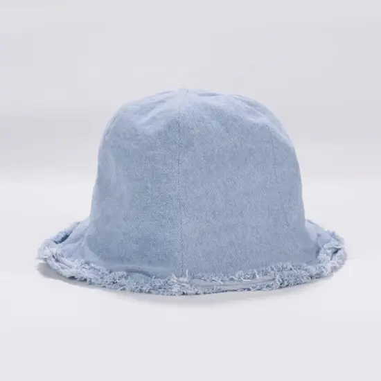 Vintage washed denim blank bucket hat