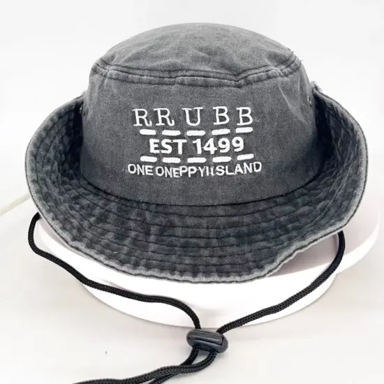 plain cotton bucket hat with embroidered logo