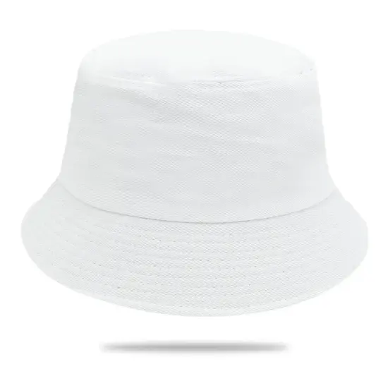 plain cotton bucket hat with embroidered logo