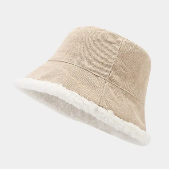 Corduroy Faux Fur Unisex Winter Bucket Hat