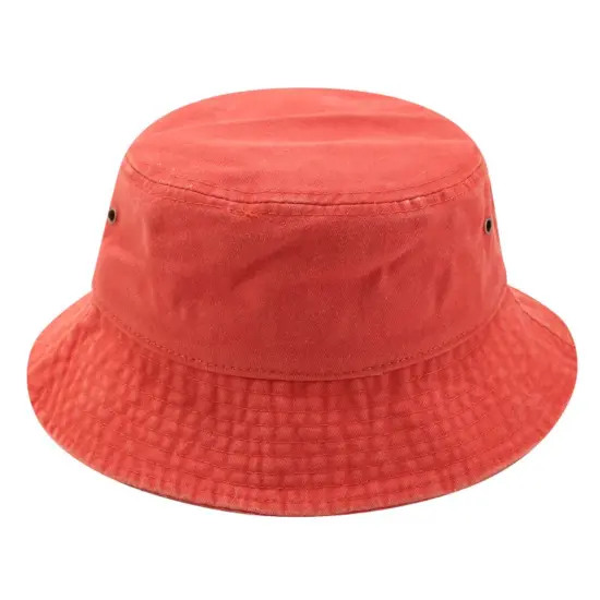 washed cotton flat-top wide brim bucket hat