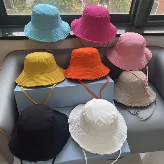 foldable embroidered poly cotton bucket hat