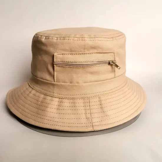 foldable embroidered poly cotton bucket hat
