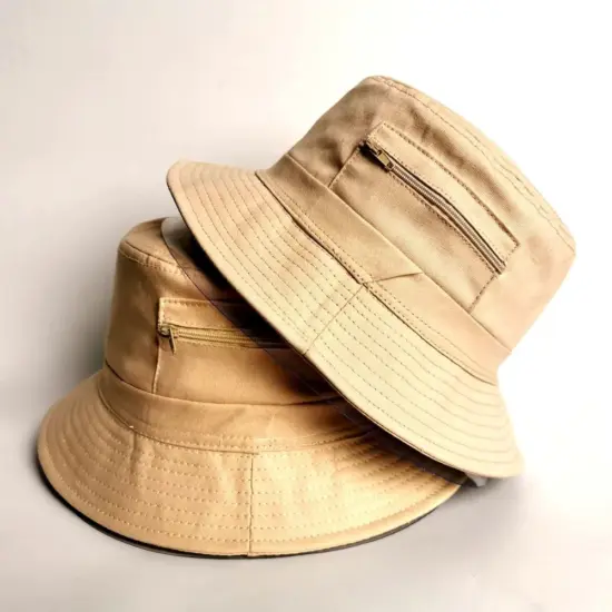 foldable embroidered poly cotton bucket hat
