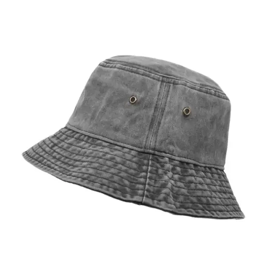 Wide Brim Lightweight Washed Denim Cotton Blank Bucket Hat